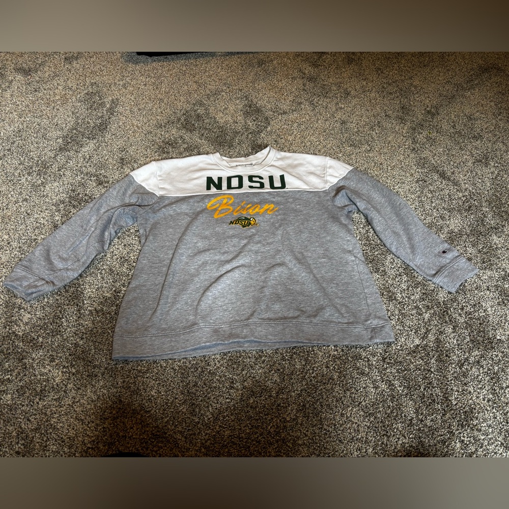 Champion Gray and White Athletic crewneck Sweatshirt